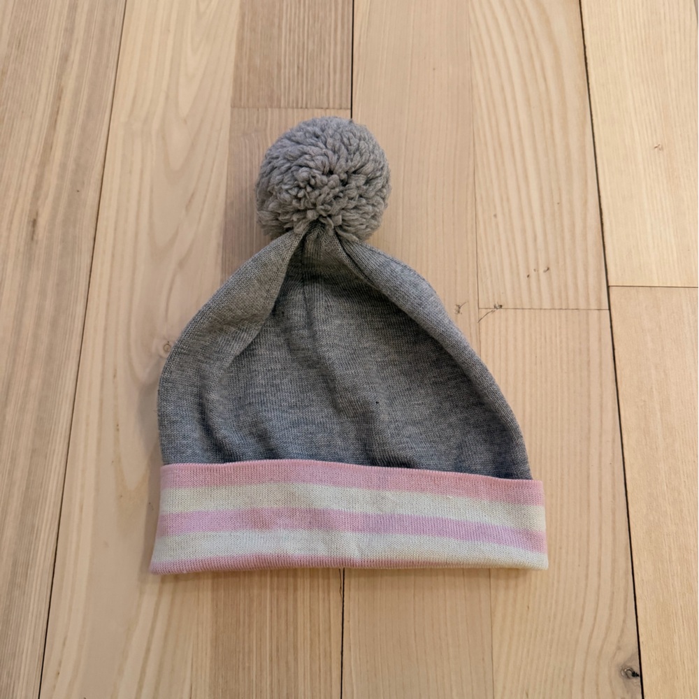 Kids Gucci Gray and Pink Pom-Pom Beanie